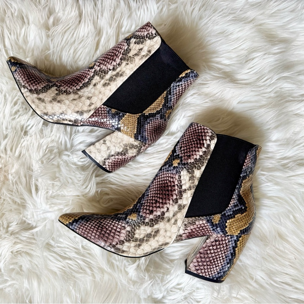 SHEIN Snakeskin Ankle Boots in Black and Brown